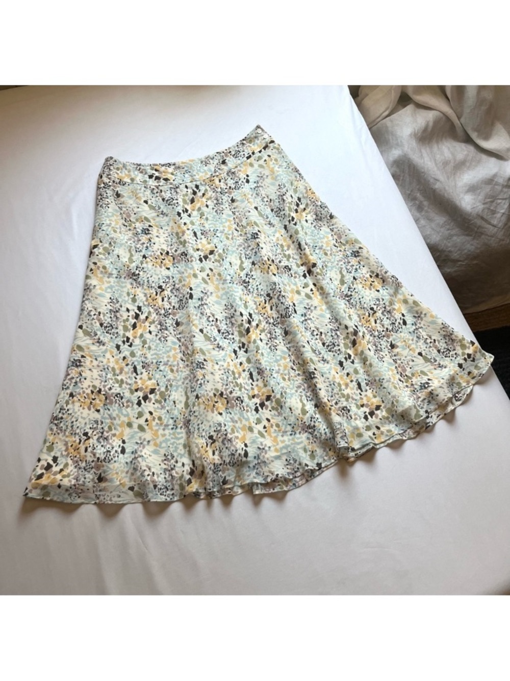 Flowy A-Line Dress in Pastel Yellow & Blue Floral